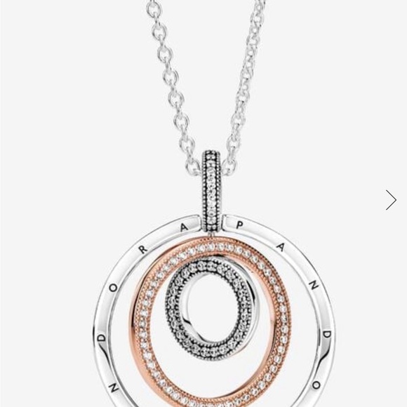 Pandora Two Tone Circles Pendant & Necklace - Picture 5 of 6